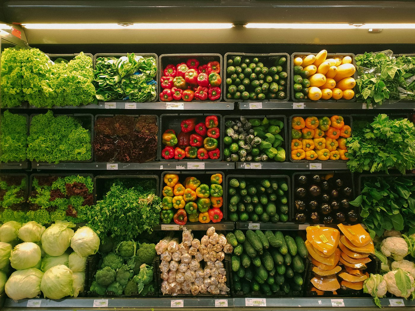 Fresh produce arranged in a grocery market