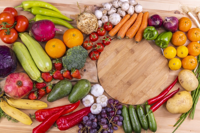 Fresh vegetables and grocery items